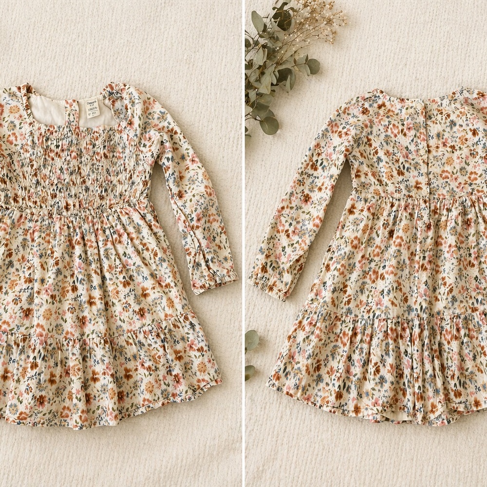 OshKosh B’gosh Floral Dress 5T | Long Sleeve Smocked Boho Style